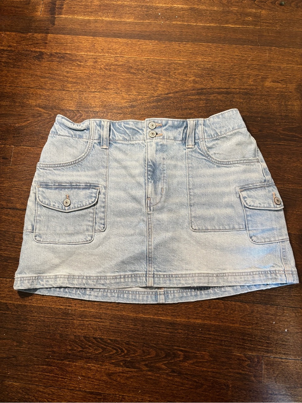 American Eagle Outfitters Light Blue Denim Cargo Mini Skirt